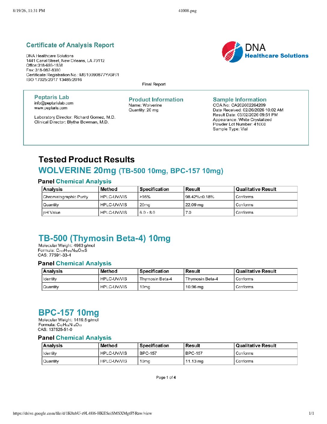 BPC/TB/MGF (BPC 10mg, TB 2.5mg, MGF 1mg) - Image 2