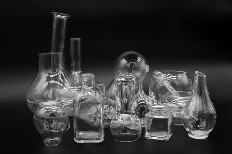 Clear lab equipment on black background